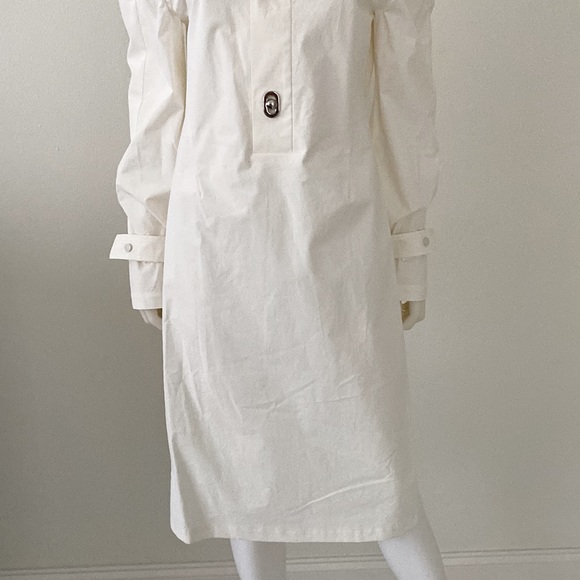 BOTTEGA VENETA MIDI SHIRT WOMEN'S LONG SLEEVE DRESS WHITE NEW - Picture 9 of 15